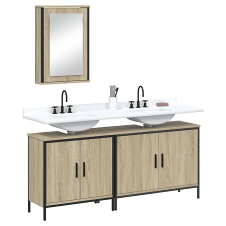 vidaXL Set de muebles de baño 3 pzas madera contrachapada roble Sonoma