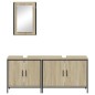 vidaXL Set de muebles de baño 3 pzas madera contrachapada roble Sonoma vidaXL Set de muebles de baño 3 pzas madera contrachapada roble Sonoma