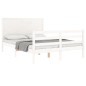 vidaXL Estructura de cama con cabecero madera maciza blanco 140x200 cm vidaXL Estructura de cama con cabecero madera maciza blanco 140x200 cm