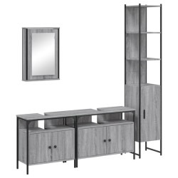 vidaXL Set de muebles de baño 4 pzas madera contrachapada gris sonoma