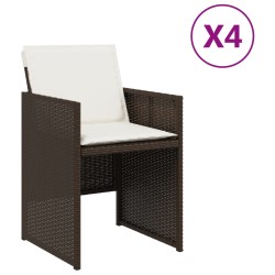 vidaXL Sillas de jardín con cojines 4 unidades ratán sintético marrón