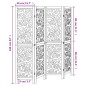 vidaXL Biombo separador de 4 paneles madera maciza Paulownia blanco vidaXL Biombo separador de 4 paneles madera maciza Paulownia blanco