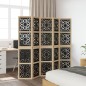 vidaXL Biombo separador 5 paneles madera maciza Paulownia marrón negro vidaXL Biombo separador 5 paneles madera maciza Paulownia marrón negro