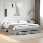 vidaXL Cama con cajones madera ingeniería gris hormigón 200x200 cm vidaXL Cama con cajones madera ingeniería gris hormigón 200x200 cm