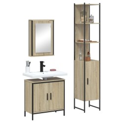 vidaXL Set de muebles de baño 3 pzas madera contrachapada roble Sonoma