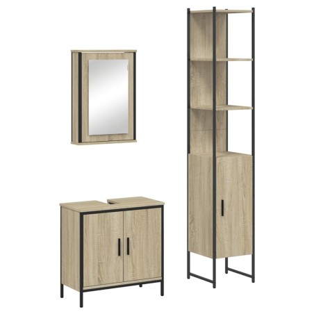 vidaXL Set de muebles de baño 3 pzas madera contrachapada roble Sonoma