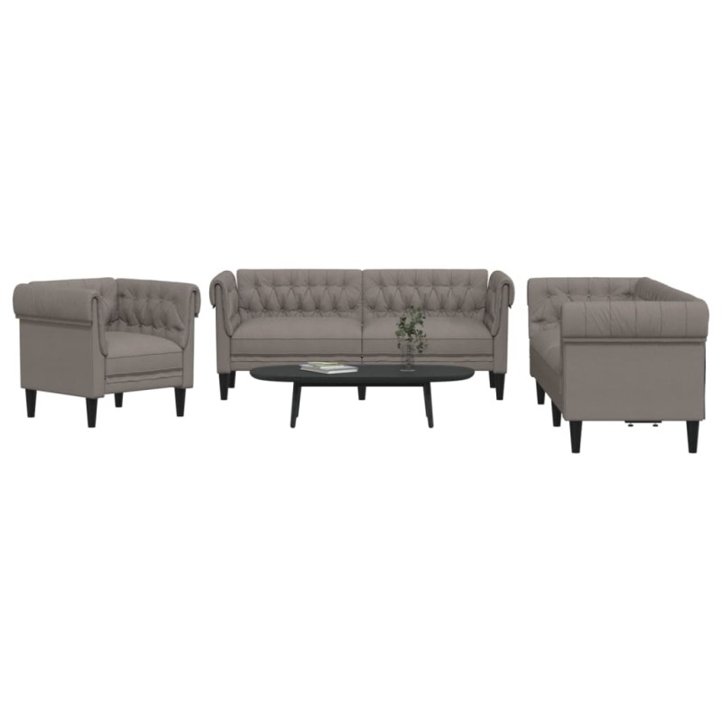 vidaXL Juego de sofás 3 piezas tela gris taupe