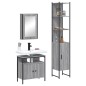 vidaXL Set de muebles de baño 3 pzas madera contrachapada gris sonoma