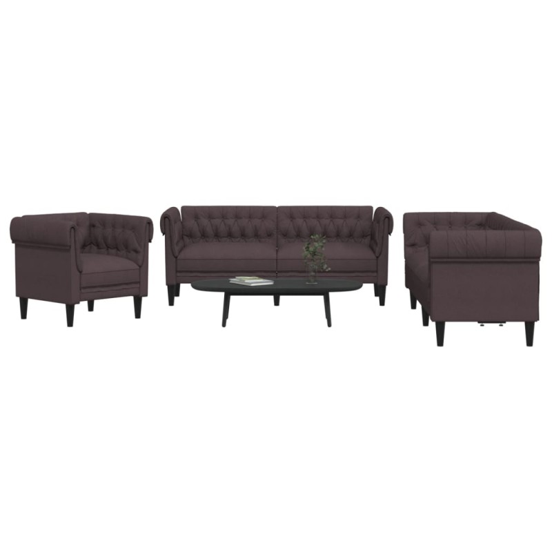 vidaXL Juego de sofás 3 piezas tela marrón oscuro vidaXL Juego de sofás 3 piezas tela marrón oscuro