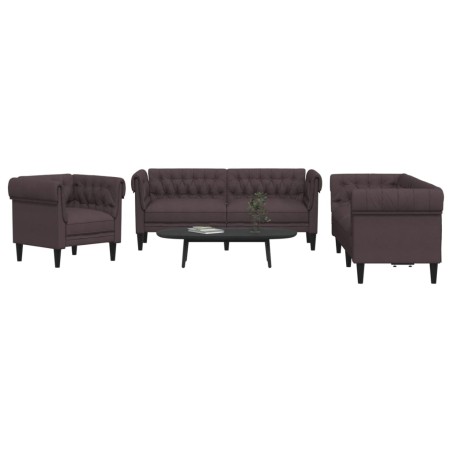 vidaXL Juego de sofás 3 piezas tela marrón oscuro
