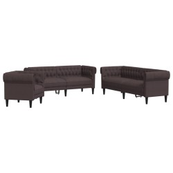 vidaXL Juego de sofás 3 piezas tela marrón oscuro