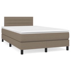 vidaXL Cama box spring con colchón y LED tela gris taupe 120x190 cm
