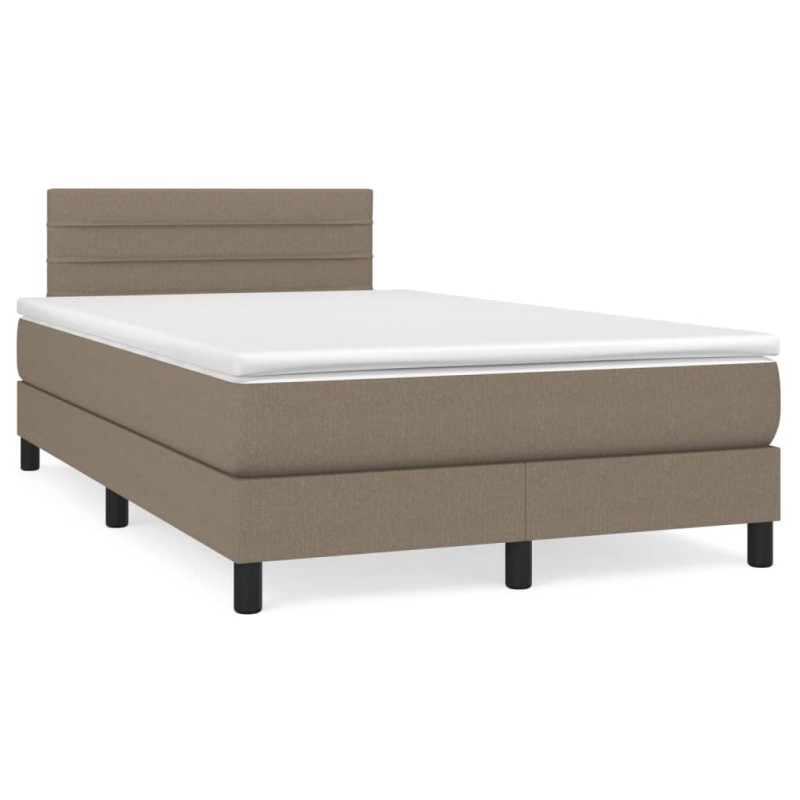 vidaXL Cama box spring con colchón y LED tela gris taupe 120x190 cm vidaXL Cama box spring con colchón y LED tela gris taupe 120x190 cm