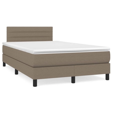 vidaXL Cama box spring con colchón y LED tela gris taupe 120x190 cm