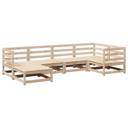 vidaXL Juego de sofás de jardín 6 piezas madera maciza de pino