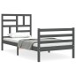 vidaXL Estructura de cama con cabecero madera maciza gris 90x200 cm vidaXL Estructura de cama con cabecero madera maciza gris 90x200 cm