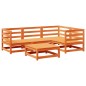 vidaXL Juego de sofás de jardín 5 pzas madera maciza pino marrón cera vidaXL Juego de sofás de jardín 5 pzas madera maciza pino marrón cera