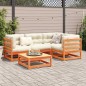 vidaXL Juego de sofás de jardín 5 pzas madera maciza pino marrón cera vidaXL Juego de sofás de jardín 5 pzas madera maciza pino marrón cera