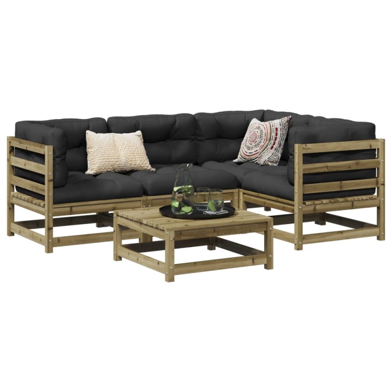vidaXL Juego de sofás de jardín 5 piezas madera de pino impregnada vidaXL Juego de sofás de jardín 5 piezas madera de pino impregnada