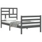 vidaXL Estructura de cama con cabecero madera maciza gris 90x200 cm vidaXL Estructura de cama con cabecero madera maciza gris 90x200 cm