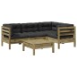 vidaXL Set de sofás jardín 5 pzas con cojines madera pino impregnada vidaXL Set de sofás jardín 5 pzas con cojines madera pino impregnada