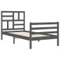 vidaXL Estructura de cama con cabecero madera maciza gris 90x200 cm vidaXL Estructura de cama con cabecero madera maciza gris 90x200 cm