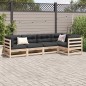 vidaXL Juego de sofás de jardín 5 pzas con cojines madera maciza pino vidaXL Juego de sofás de jardín 5 pzas con cojines madera maciza pino
