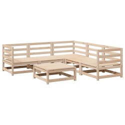 vidaXL Juego de sofás de jardín 6 piezas madera maciza de pino