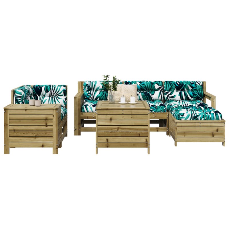 vidaXL Juego de sofás de jardín 7 pzas madera de pino impregnada vidaXL Juego de sofás de jardín 7 pzas madera de pino impregnada