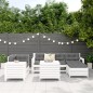 vidaXL Juego de sofás de jardín 7 pzas madera maciza de pino blanco