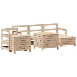 vidaXL Juego de sofás de jardín 7 piezas madera maciza de pino