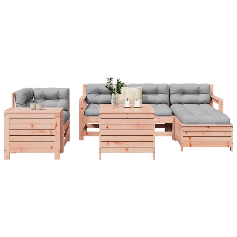 vidaXL Juego de sofás de jardín 7 pzas madera maciza de abeto Douglas vidaXL Juego de sofás de jardín 7 pzas madera maciza de abeto Douglas