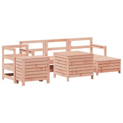 vidaXL Juego de sofás de jardín 7 pzas madera maciza de abeto Douglas