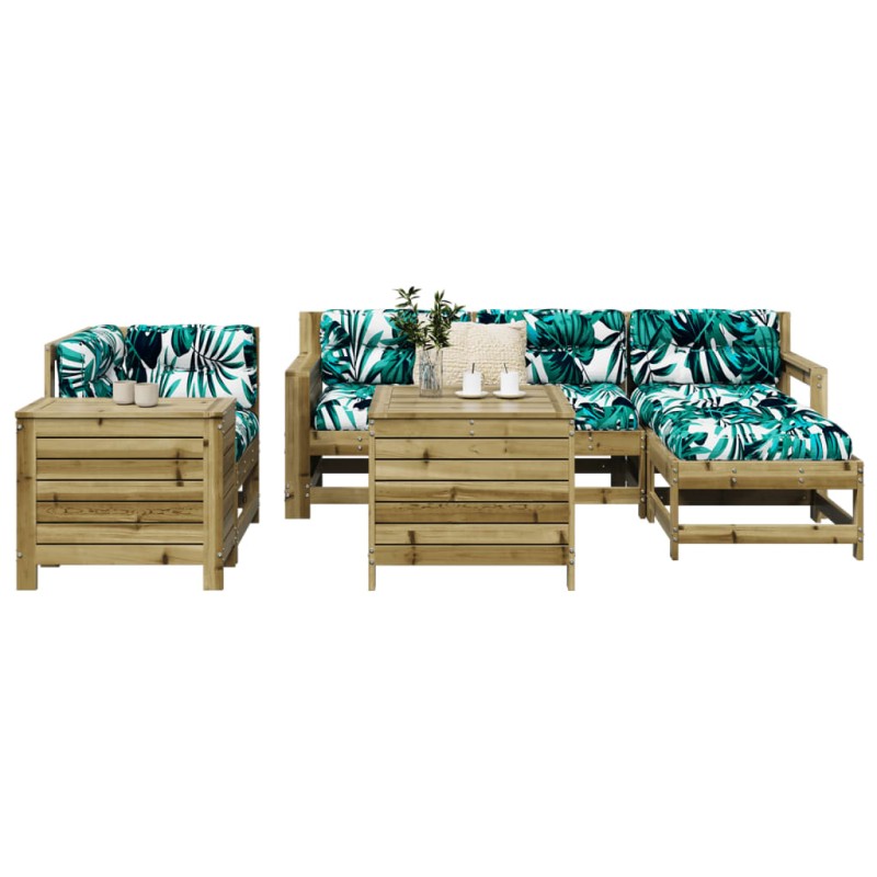 vidaXL Juego de sofás de jardín 7 pzas madera de pino impregnada vidaXL Juego de sofás de jardín 7 pzas madera de pino impregnada