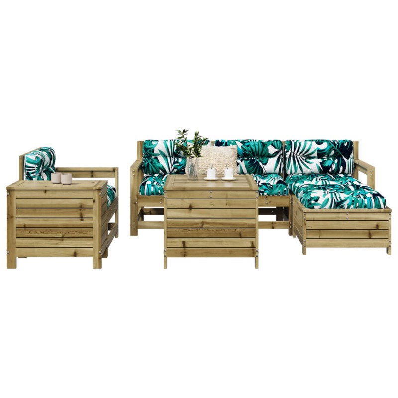 vidaXL Juego de sofás de jardín 7 pzas madera de pino impregnada vidaXL Juego de sofás de jardín 7 pzas madera de pino impregnada