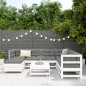 vidaXL Juego de sofás de jardín 8 pzas madera maciza de pino blanco vidaXL Juego de sofás de jardín 8 pzas madera maciza de pino blanco