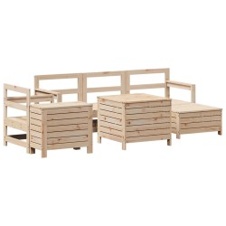 vidaXL Juego de sofás de jardín 7 piezas madera maciza de pino