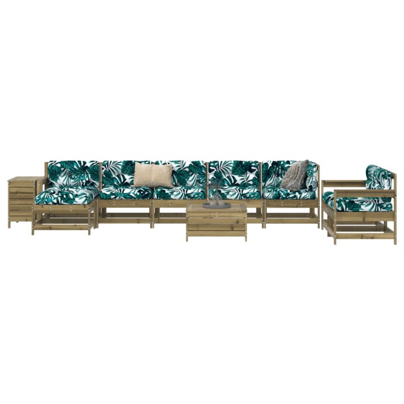 vidaXL Juego de sofás de jardín 10 pzas madera de pino impregnada vidaXL Juego de sofás de jardín 10 pzas madera de pino impregnada