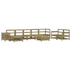 vidaXL Juego de sofás de jardín 10 pzas madera de pino impregnada