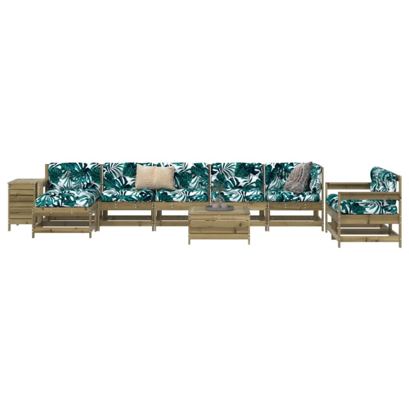 vidaXL Juego de sofás de jardín 10 pzas madera de pino impregnada vidaXL Juego de sofás de jardín 10 pzas madera de pino impregnada