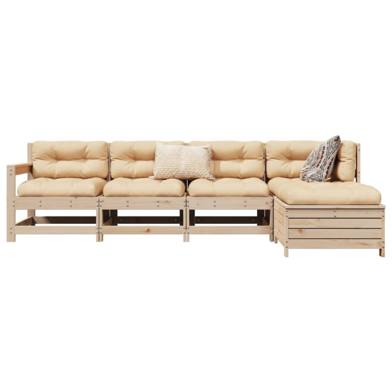 vidaXL Juego de sofás de jardín 5 piezas madera maciza de pino vidaXL Juego de sofás de jardín 5 piezas madera maciza de pino