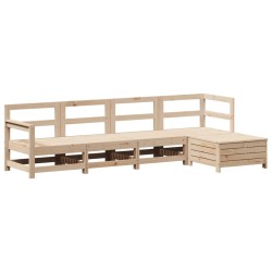 vidaXL Juego de sofás de jardín 5 piezas madera maciza de pino