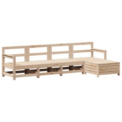 vidaXL Juego de sofás de jardín 5 piezas madera maciza de pino