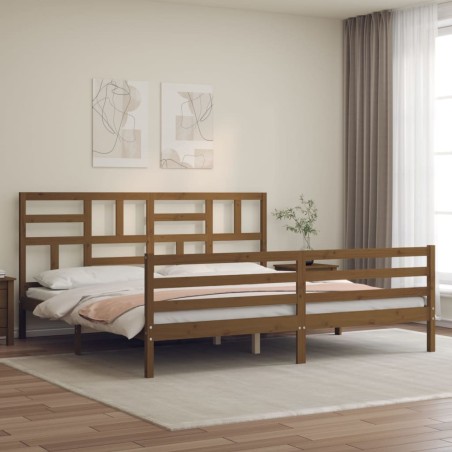 vidaXL Estructura cama y cabecero madera maciza marrón miel 200x200 cm