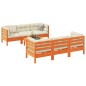 vidaXL Set de sofás jardín 7 pzas con cojines madera pino marrón cera vidaXL Set de sofás jardín 7 pzas con cojines madera pino marrón cera