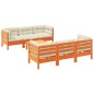 vidaXL Set de sofás jardín 7 pzas con cojines madera pino marrón cera vidaXL Set de sofás jardín 7 pzas con cojines madera pino marrón cera