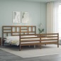vidaXL Estructura cama y cabecero madera maciza marrón miel 200x200 cm