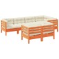 vidaXL Set de sofás jardín 7 pzas con cojines madera pino marrón cera vidaXL Set de sofás jardín 7 pzas con cojines madera pino marrón cera