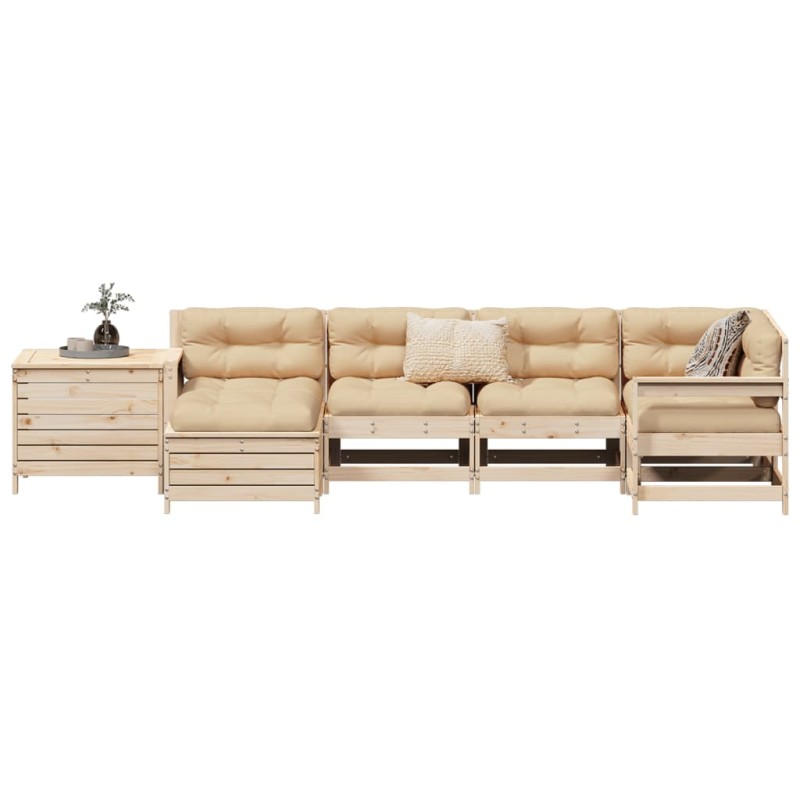 vidaXL Juego de sofás de jardín 7 piezas madera maciza de pino vidaXL Juego de sofás de jardín 7 piezas madera maciza de pino