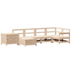 vidaXL Juego de sofás de jardín 7 piezas madera maciza de pino